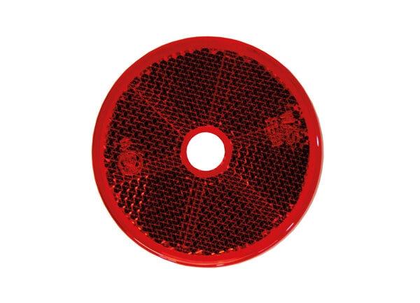 Reflex röd rund 60mm med hål.