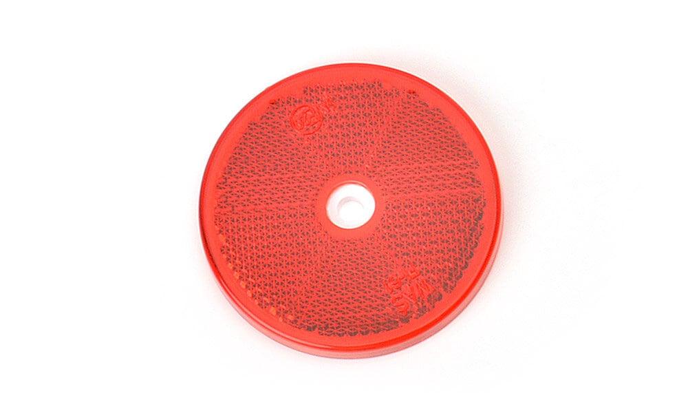 Reflex röd rund 60mm med hål 4-pack